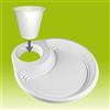 DIGLASS 60 piatti portabicchiere BIO monouso + 60 bicchieri omaggio inclusi, ideale per rinfreschi e aperitivi. (Foro 55 mm)