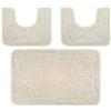 PARAMAISON Tappeti Bagno 3 Pezzi, Coordinati Design Cuori Morbido Antiscivolo Pelo Corto | Beige