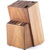 Hanseküche Ceppo portacoltelli in legno senza coltelli, universale in legno di acacia, per 15 coltelli, organizer sicuro per coltelli con scomparto per forbici e fessura in acciaio per affilare, ceppo per