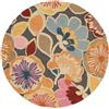 RugVista Flower Power, Tappeto, Ø 150 cm, Rotonda, Pelo medio, Soggiorno, Camera da letto, Corridoio, Lavabile solo a secco, Certificato Care & Fair, Multicolore
