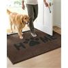 WELLTURN 80×120cm Tappeto Ingresso Interno Antiscivolo e Super Assorbente - Paillasson Lavabile in Morbida Microfibra con Base in Gomma, per Cucina, Bagno, Corridoio, Casa e Animali - Marrone