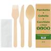 ecodrinks 100 Set Posate Monouso Imbustate Singolarmente - Forchette, Coltelli e Cucchiai in Legno di Betulla - Biodegradabili e Compostabili - Per Feste, Eventi, Catering, Ristorazione, Uso Domestico
