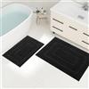 Homaxy Set di 2 tappetini da bagno in microfibra, antiscivolo, lavabili e morbidi, assorbenti l'acqua, per il bagno, 40 x 60 cm + 50 x 76 cm, nero