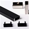 AFTERTECH 1x 3metri 1506N 15x6mm PROFILO ALLUMINIO NERO PER STRISCE STRIP LED BARRA RIGIDA 3MT + COPERTURA (1x 3metri 1506nero nero)