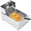 binxun Friggitrice elettrica 2500 W commerciale in acciaio inox 6L con scolapiatti e coperchio, controllo della temperatura in acciaio inox, friggitrice rettangolare grande dispositivo per gastronomia, uso