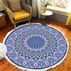 Tomifine Rotondo Tappeto con Nappe Mandala Motivo Tappeti Tessuto Bohémien per Soggiorno, Camera da letto, Lavabile (80 cm,Blu Viola)