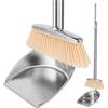Toaboa Set di paletta con manico lungo, 118 cm, in acciaio inox, con scopa e paletta, regolabile, altamente efficiente, pulizia con pala per casa, cucina, ufficio, strada (rotonda)