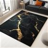 WHUOEUCO Tappeto Moderno 180x240cm Trama Di Marmo Nero Oro Tappeti per Salotto Lavabile, Tappeto Pelo Corto Antiscivolo Morbido per Soggiorno Camera da Letto Casa Decorare
