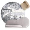 makeups58 Home Tappeto Moderno Lussuoso Tappeto Camera da Letto Tappeto Salotto Pelo Corto Antiscivolo Tappeti astratto vecchio cemento grigio e bianco stile industriale,ø 90CM