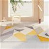 18meng Art Tappeto dal design moderno, lavabile, motivo geometrico, giallo, bianco, a pelo corto, per soggiorno, camera da letto, camera dei bambini, antiscivolo, 150 x 240 cm