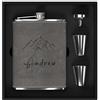 Stepdiy Set regalo da uomo con fiaschetta personalizzata in acciaio inox 304, per whisky, alcol, con incisione personalizzata con icona Montagna, per caccia, viaggi, escursionismo, arrampicata (grigio)