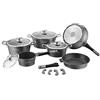 Royalty Line Set 14 Pezzi in Pietra LAVICA PENTOLE PADELLE e Coperchio per Uso Professionale E Domestico, Modello RL-ES1014M (Grigio)