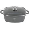 KARL HAUSMANN Pentola Quadrata 24 cm 4,4L con Coperchio - Casseruola Induzione Antiaderente COOKMARK MARBLE, Tegame in Alluminio Pressofuso per Carne, Brasati e Forno, Gas, Elettrico
