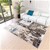 Mazovia Tappeto Salotto Moderno Astratto e Vintage Pelo Corto - Tappeti Soggiorno Turchi Originali - Tappeti Camera da Letto - Tappeti Salotto Grandi Dimensioni - Beige Blu Grigio 160 x 230 cm