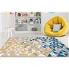 Carpeto Rugs Tappeto Bambini Morbido - Tappeto Pelo Corto Moderno Geometrico - Tappeto Cameretta - Tappeti Camera da Letto Grandi Dimensioni - Giallo Turchese Grigio - 180 x 260 cm