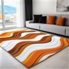 Generico Tappeto Salotto Motivo Geometrico A Onde Arancione Tappeti Decorativi 160x230 cm Morbido Pelo Corto Lavabile, Bianco Tappeti Soggiorno Grandi Antiscivolo per Sala da Pranzo Camera da Letto