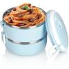 Buachois Lunch Box Termico, Porta Pranzo Isolante per Alimenti Caldi in Acciaio Inossidabile 304 Impilabile, Contenitori per Alimenti Rotondi Sigillati Bento Box per Conservazione Fresca di Alimenti(#5)