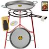 COMBOI Paellero gas butano 50 cm Kit bruciatore, paella 60 cm + paella 42 cm, supporto gambe rinforzate, livello, grembiule, ricettario digitale