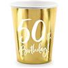 Unknow 18 PZ Bicchiere Festa compleanno 50 ANNI colore ORO 220 ml | 18 bicchieri per festeggiare un cinquantesimo compleanno o nozze d'oro