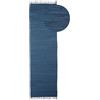 carpetfine Tappeto a tessitura Kilim Chindi Uni passatoia blu 80x300 cm, tessuto a mano | Tappeto moderno reversibile in cotone per soggiorno e camera da letto con frange