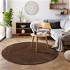 SIMPEX Tappeto pelo lungo, Unicolor - Monocroma, Tappeto Marrone, 120 cm Rotondo, Tappeti in stile moderno, Tappeto soggiorno