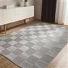 benuta Basic Tappeto salotto Claire - Grigio 160x230 cm - Salotto Minimalista stile retrò geometrico - Manutenzione semplice - Compatibile con pavimento riscaldato