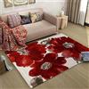 Generic Tappeto quadrato 120 x 120 cm, lavabile, antiscivolo, spesso, per ingresso, loft balcone, decorazione per la casa fiori retrò, rosso,