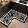 Treer Tappeto Cucina Antiscivolo Lavabile, Tappeto per Cucina in Diatomite Tappeti Runner Moderni Forma a L Tappetino Assorbente per Ingresso Bagno (classico nero,150x150x45cm)
