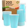 Baciato Caffè 200 Bicchieri in Carta 200ml Ecologici Biodegradabili Monouso Made in Italy Asporto Bevande Calde Acqua Colorati Celeste - Prodotto e confezionato in Italia