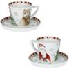 BRANDANI Tazzine Caffè "Racconti" - Set 2 pz con Piattini, New Bone China, d 12 × 7 h cm, Forno/Microonde/Freezer/Lavastoviglie