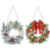 CXINLky DIY Diamond Art Painting Ciondolo Corona di Natale con catena, per pittura con diamanti e finestre, kit di arazzo da parete per finestre, pareti e giardini, 2 pezzi A
