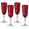 OMADA Design 4 Bicchieri Champagne in acrilico, Flutes per uso all'aperto, Lavabili in Lavastoviglie, Made in Italy, Linea Diamond, Rosso Rubino