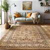 SIMPEX Tappeto Orientale 120x170 cm Beige, Pelo Corto Stile Vintage, Accessorio Arredo Facile da Pulire con Motivo Classico per Soggiorno o Camera