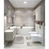HOME ZEN HOUSEHOLD LINEN Set di 3 pezzi Tappetino da Bagno Stone, Tappeto doccia 45x75 cm, 2 Tappeti WC 45x38 cm, Memory Foam, Antiscivolo (BEIGE CHIARO)