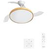 CREATE / WIND CLEAR STUDIO M/Ventilatore da soffitto con luce bianco e legno chiaro con controllore da parete e telecomando / 40W, Pale retrattili, Ø 108 cm, 3 temperature di luce, estate-inverno
