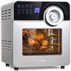 Klarstein AeroVital Cube Chef - Friggitrice ad aria da 1700 W, friggitrice aria con schermo touch, 16 programmi, 50-220 °C, 14 L, circa 10 h di preselezione della durata, acciaio inox, Argento