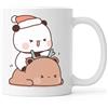 Generic Bubu Dudu - Tazza da tè e caffè in ceramica con renna e Babbo Natale, colore: bianco