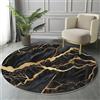 GDJSMIN Linea Dorata Tappeto Rotondo Nero Tappeti 160Cm Antiscivolo Lavabile In Lavatrice Tondo Tapette Salotto Camera Da Letto Soggiorno Scendiletto Pelo Corto Rotondi Carpet
