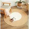 INKAROBOX Tappeto rotondo intrecciato a mano, in puro cotone, con nappe, in stile retrò, per camera da letto, soggiorno, tavolo, ufficio (bianco/beige, 150 cm rotondo)