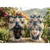 Generico Coppia teste di moro Caltagirone blu in ceramica siciliana vaso grande H 20 cm