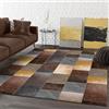 Rug-QJDDUP Tappeto Pelo corto Morbido,Brown 90 x 150 cm, Tappeti Lavabile per Soggiorno, Camera da letto, Camera dei bambini,Design patchwork marrone giallo grigio