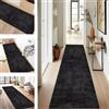 SUCERU Tappeto Passatoia per Corridoio Antiscivolo Tappeto Runner Nero Grigio Scuro Lavabile Tappeto Cucina 80X300CM Camera da Letto Porta d'Ingresso Tappeto Soggiorno Tappeti Runner Tappetini
