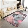 Loussiesd Tappeto decorativo per bassotto, tappeto decorativo con husky siberiano, simpatico cucciolo di cane animale domestico grigio rosa, tappetino per interni, 100 x 150 cm