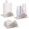 Lupia - Set 3 Pezzi Porta Bicchieri, Tovaglioli e Rotolo | Stile Albero della Vita Shabby White TREE WHITE | Adatto a Ogni Stile | Accessori Cucina in Legno