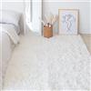 Swsen Tappeto Soggiorno Super Morbido - Tappeti Shaggy Soffice Lato Lavabile - Moderno Tappeto Inferiore Antiscivolo a Pelo Lungo Tappeti a Pelo Lungo 50 x 160CM, Bianco