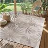 SIMPEX Tappeto da Esterno Beige 280x370 cm, Resistente agli Agenti Atmosferici & UV, Cucina, Balcone, Terrazza, Soggiorno e Sala da Pranzo, Design di foglie di palma
