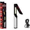 KIXZSAZ Lampada da lavoro portatile a LED con base magnetica e display del livello della batteria integrato, lampada da lavoro magnetica in ABS con batteria