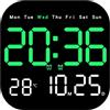 Homefurnishmall Moderno orologio da parete a LED con calendario, termometro e fasi lunari, dimmer a 10 livelli, telecomando, doppia alimentazione, sveglia digitale quadrata per casa e ufficio (verde)