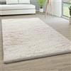 Paco Home Tappeto Salotto Pelo Lungo Soggiorno Pelliccia Finta Shaggy Morbido Monocolore, Dimensione:Ø 120 cm tondo, Colore:Avorio (Crema)