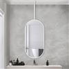 NIKSHI Specchio ovale a soffitto, specchio a parete con struttura metallica e asta della sospensione, specchio di trucco della vanità del bagno della casa o dell'hotel,White-50cmx70cm